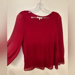 Max Studio Rich Red Pleated Blouse